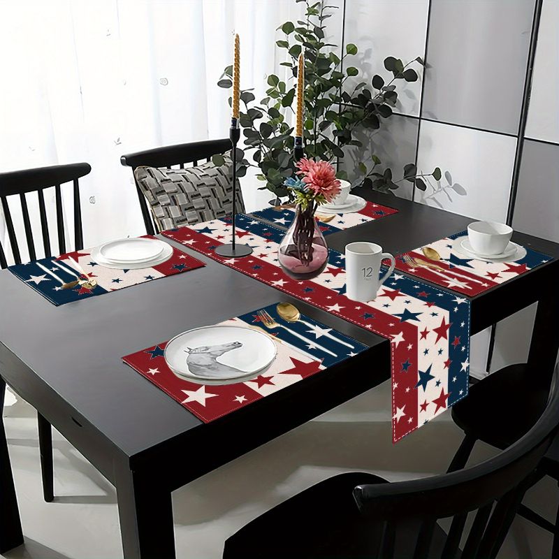 Linen Table Runner - VIKAMA Independence Day 4th Of July