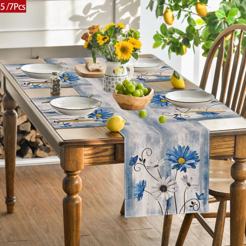 Linen Table Runner - VIKAMA American Country Flower Table Runner