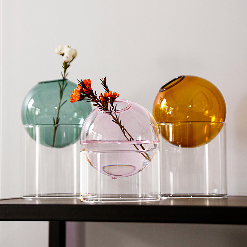 Terrarium Glass Bottle - Mini Round Flower Vase Hydroponic Container
