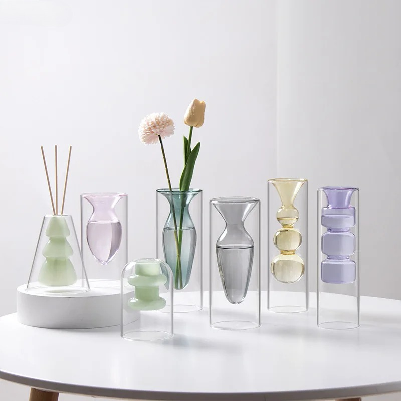 Terrarium Glass Bottle - Colorful Double-layer Glass Vase Artistic Aromatherapy