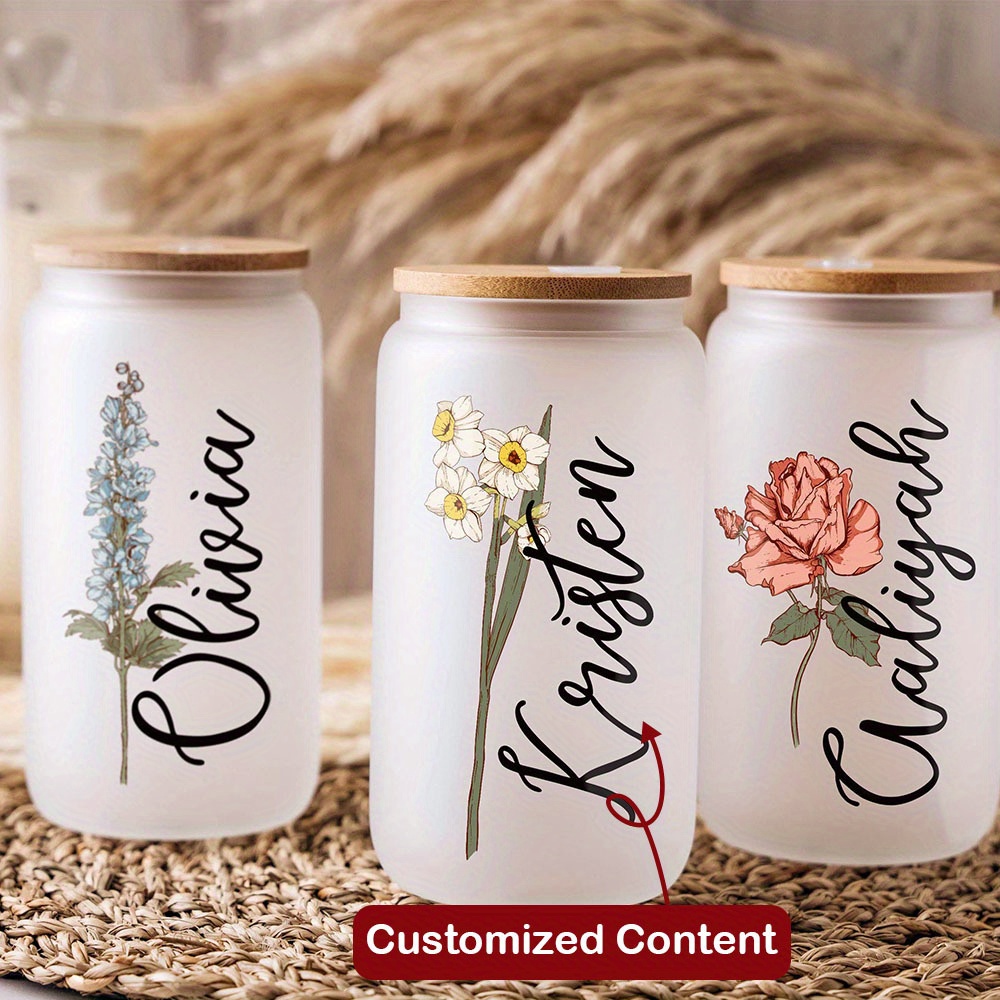 Terrarium Glass Bottle - Custom Birth Flower Name Glass Can