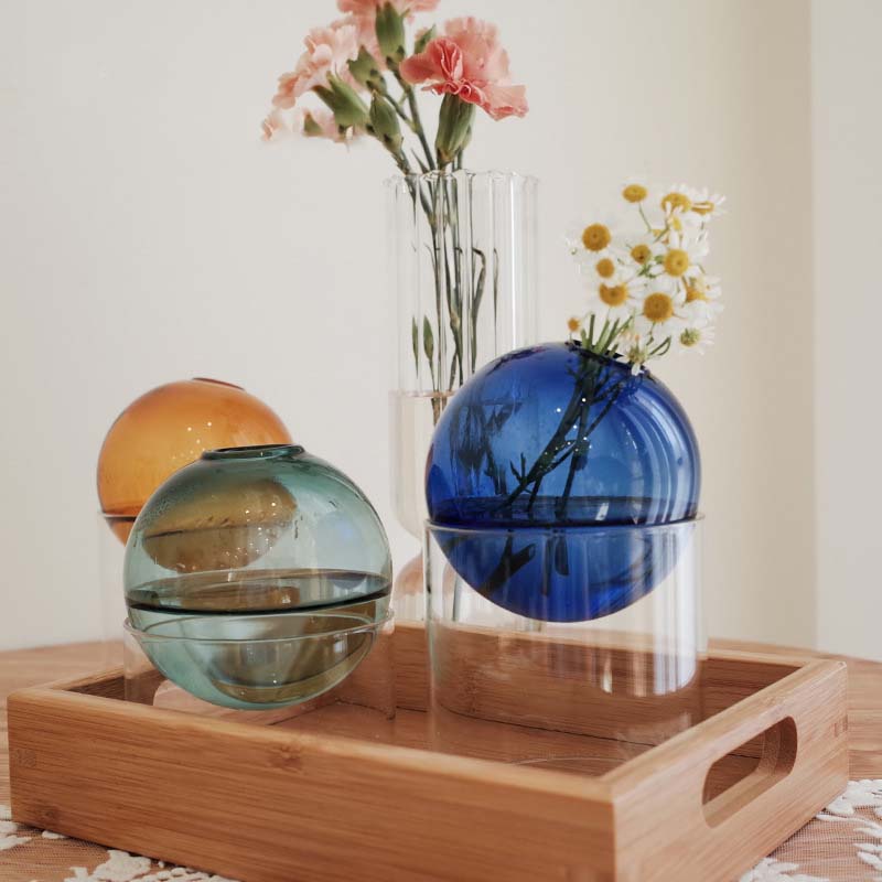 Terrarium Glass Bottle - Mini Round Flower Vase Hydroponic Container