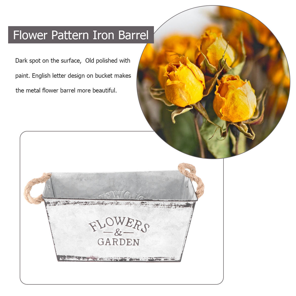 Home Decor Shop - Simple Iron Rope Flower Bucket Large