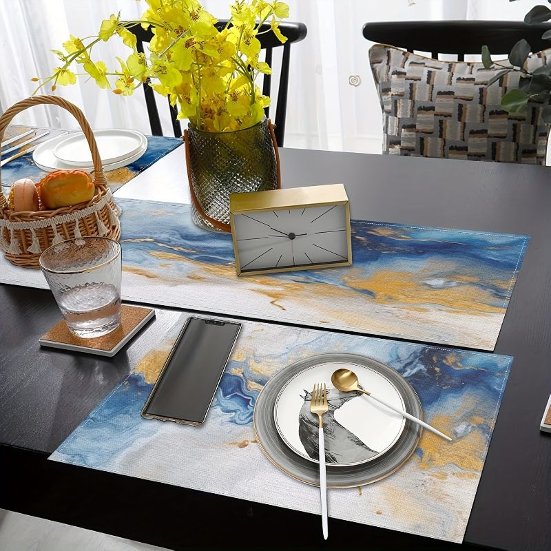 Linen Table Runner - VIKAMA Light Luxury Marble Ins Style