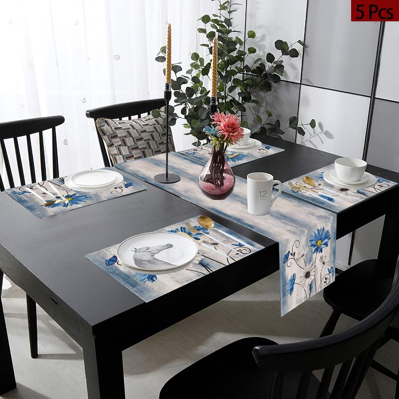 Linen Table Runner - VIKAMA American Country Flower Table Runner