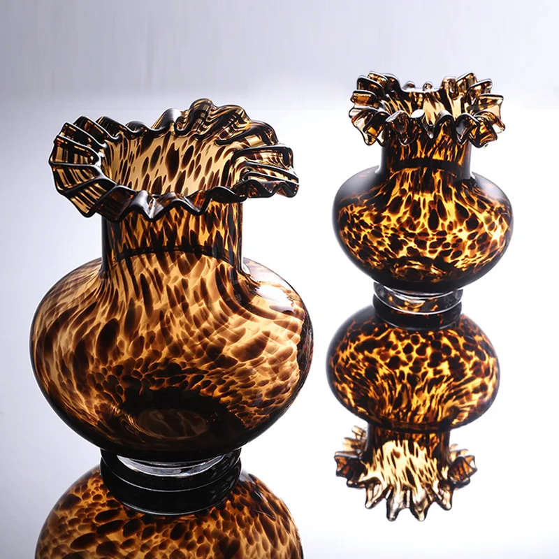 Terrarium Glass Bottle - Creative Glass Vase Leopard Print Crystal