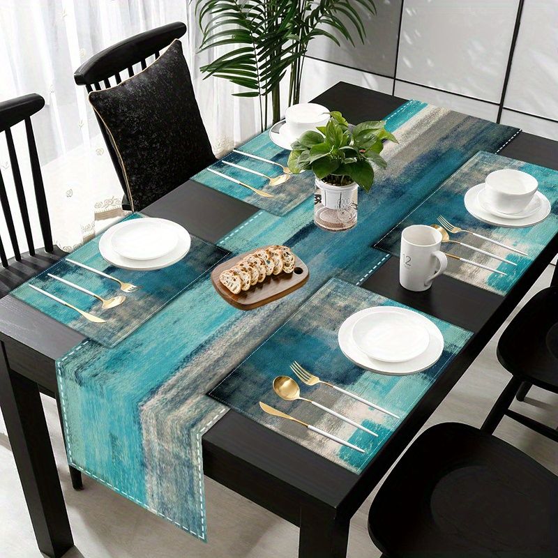 Linen Table Runner - VIKAMA Morandi Abstract Ink Table Runner