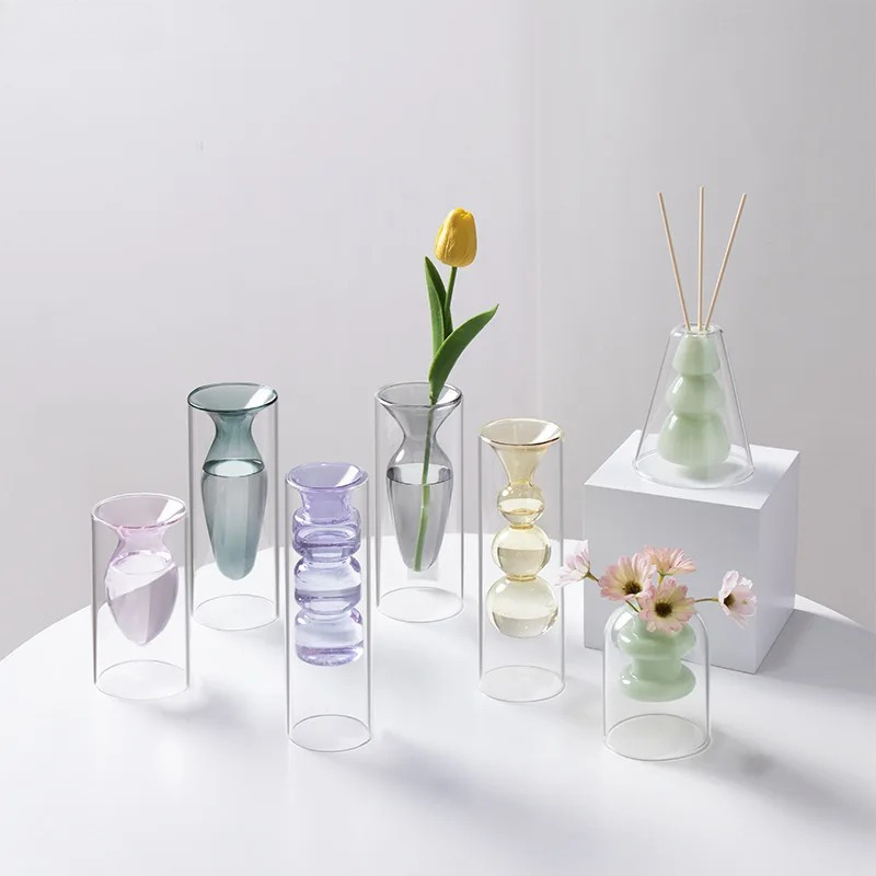 Colorful Double-layer Glass Va - Terrarium Glass Bottle ulasan dan harga