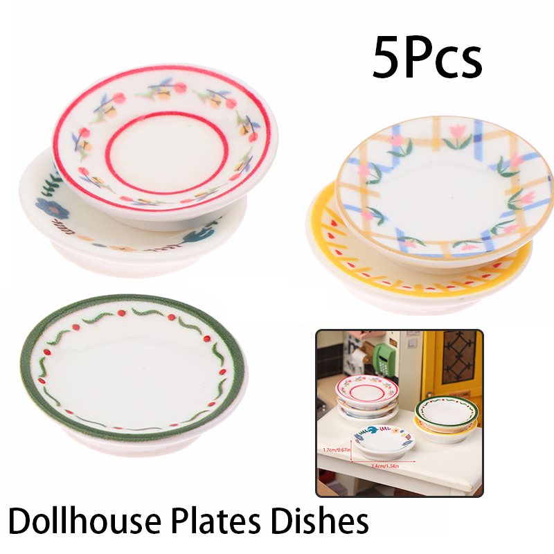 5Pcs 1/12 Dollhouse Mini Plate - Home Decor Kitchen ulasan dan harga