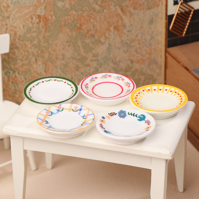 5Pcs 1/12 Dollhouse Mini Plate - Home Decor Kitchen ulasan dan harga