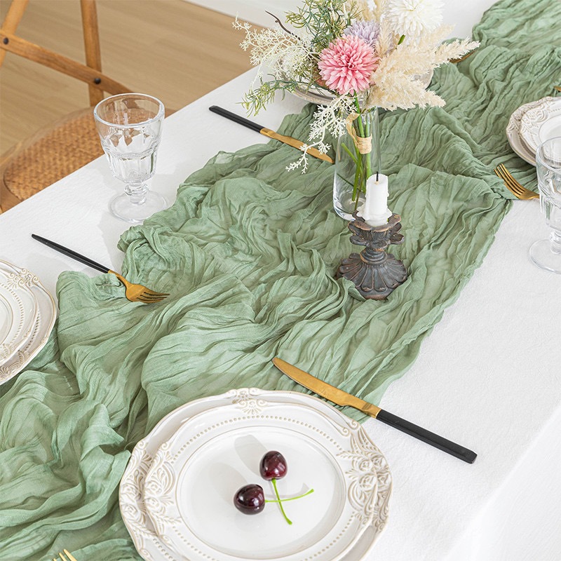 Boho Gauze Table Runner, Crink - Linen Table Runner ulasan dan harga