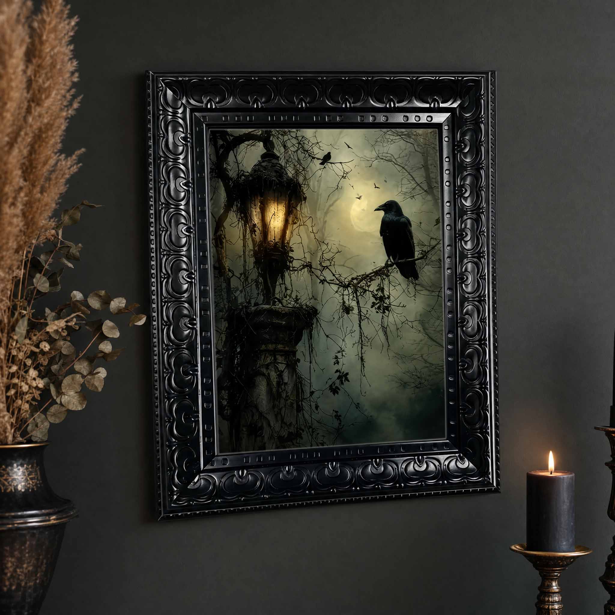 Halloween Wall Art, Framed Can - Home Decor Gothic ulasan dan harga