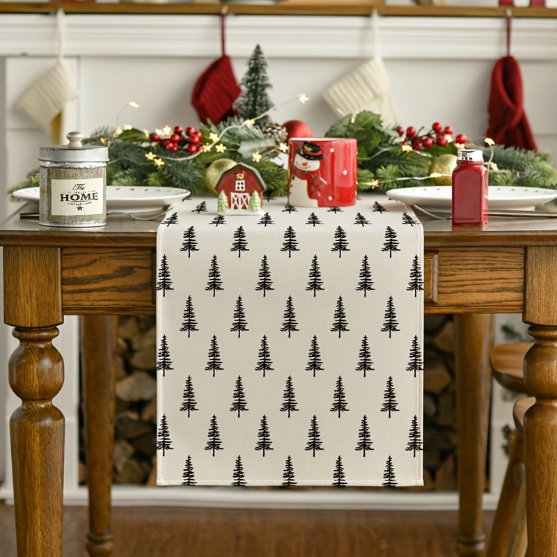 Simple Christmas Tree Table Ru - Linen Table Runner ulasan dan harga