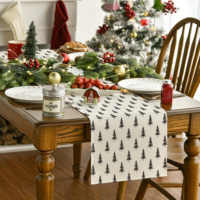 Simple Christmas Tree Table Ru - Linen Table Runner ulasan dan harga