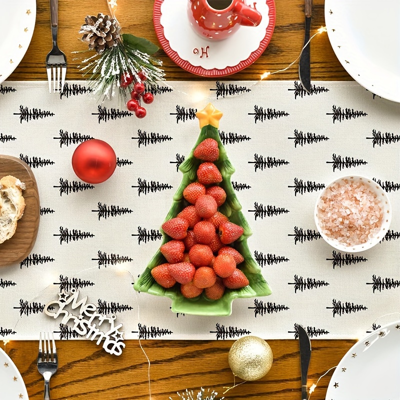 Simple Christmas Tree Table Ru - Linen Table Runner ulasan dan harga