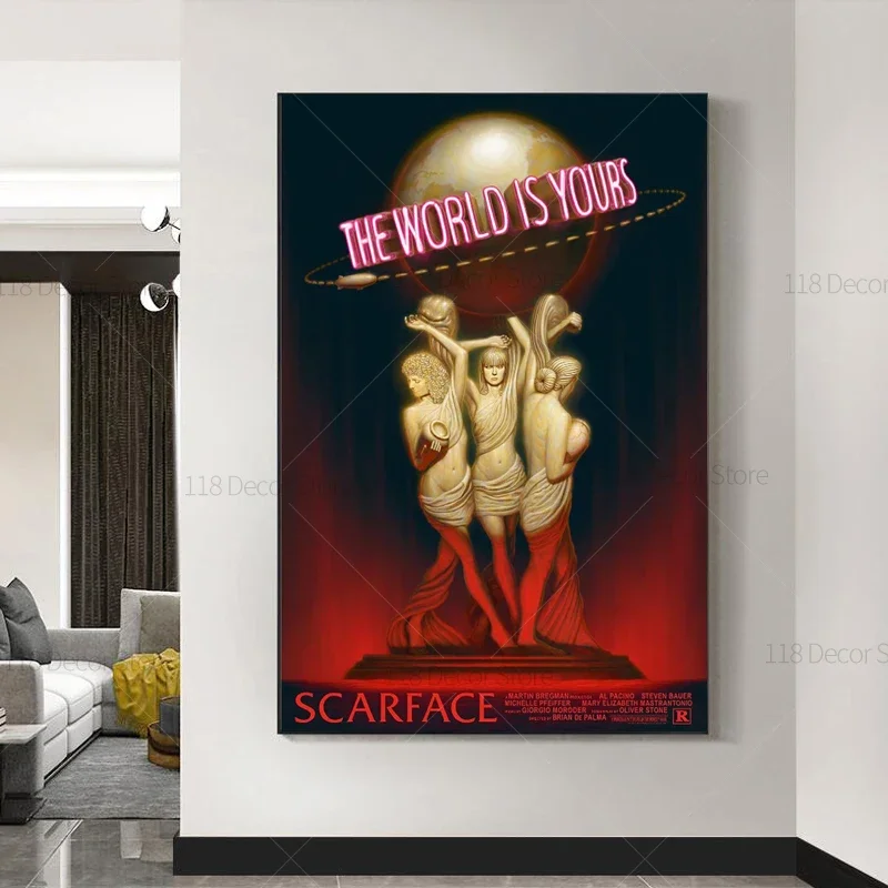The World Is Yours Scarface Re - Geometric Wall Art ulasan dan harga