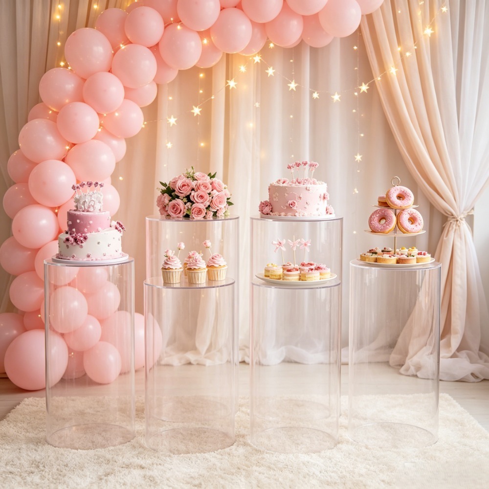 3/5Pcs White Cylinder Pedestal - Home Decor For Wedding ulasan dan harga