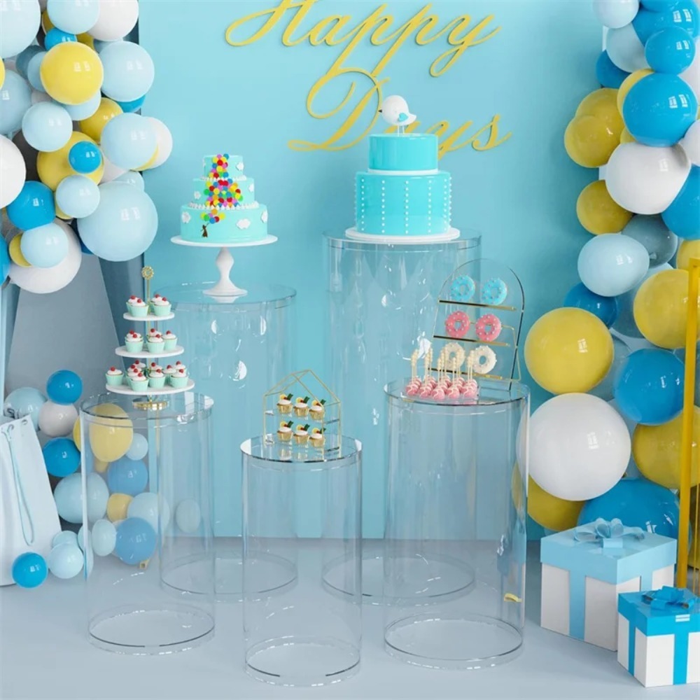 3/5Pcs White Cylinder Pedestal - Home Decor For Wedding ulasan dan harga