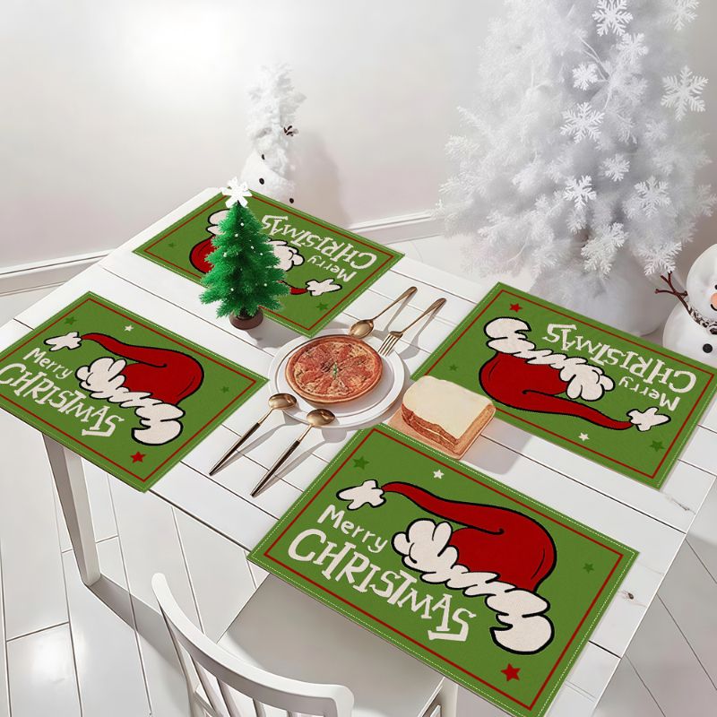 VIKAMA Cute Cartoon Christmas  - Linen Table Runner ulasan dan harga