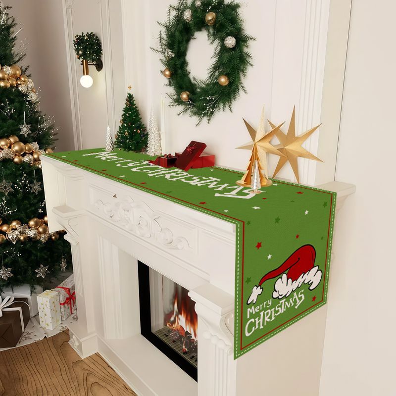 VIKAMA Cute Cartoon Christmas  - Linen Table Runner ulasan dan harga
