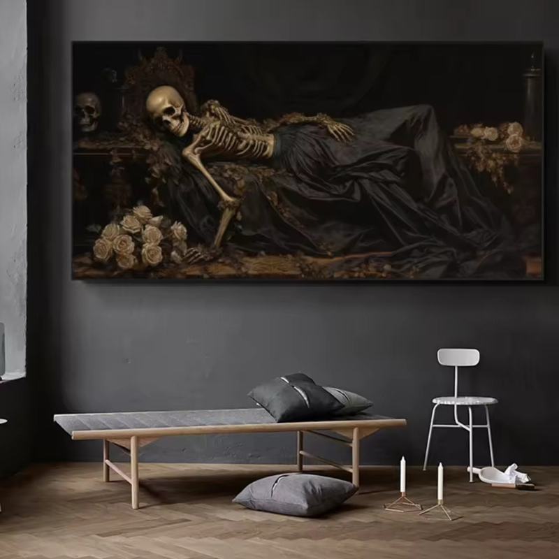 Gothic Dark Art Sleeping Skele - Home Decor Gothic ulasan dan harga