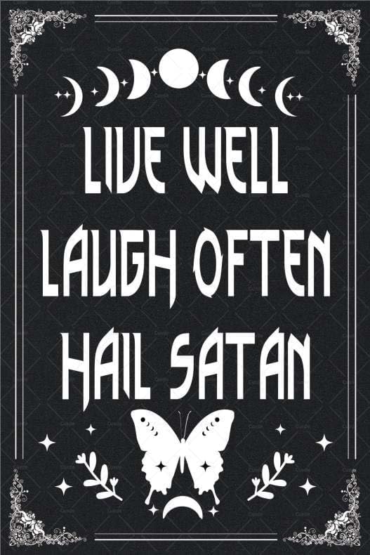 Goth Metal Tin Sign Live Well  - Home Decor Gothic ulasan dan harga