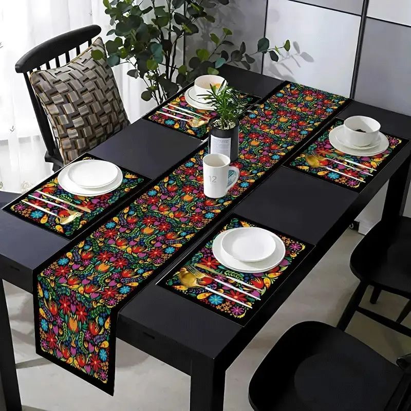 VIKAMA Bohemian Floral Table R - Linen Table Runner ulasan dan harga