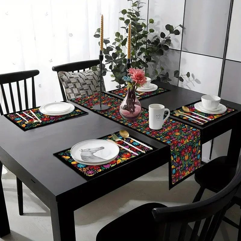VIKAMA Bohemian Floral Table R - Linen Table Runner ulasan dan harga