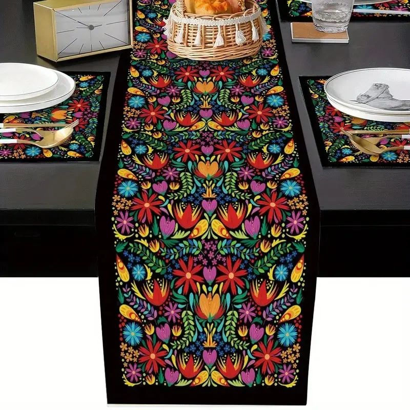 VIKAMA Bohemian Floral Table R - Linen Table Runner ulasan dan harga