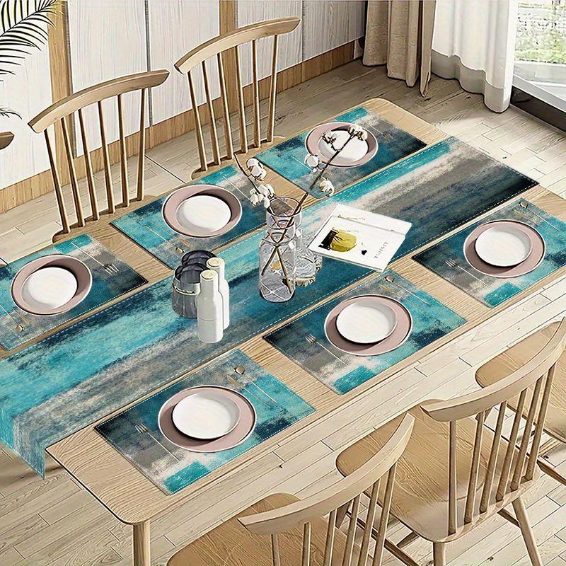 VIKAMA Morandi Abstract Ink Ta - Linen Table Runner ulasan dan harga