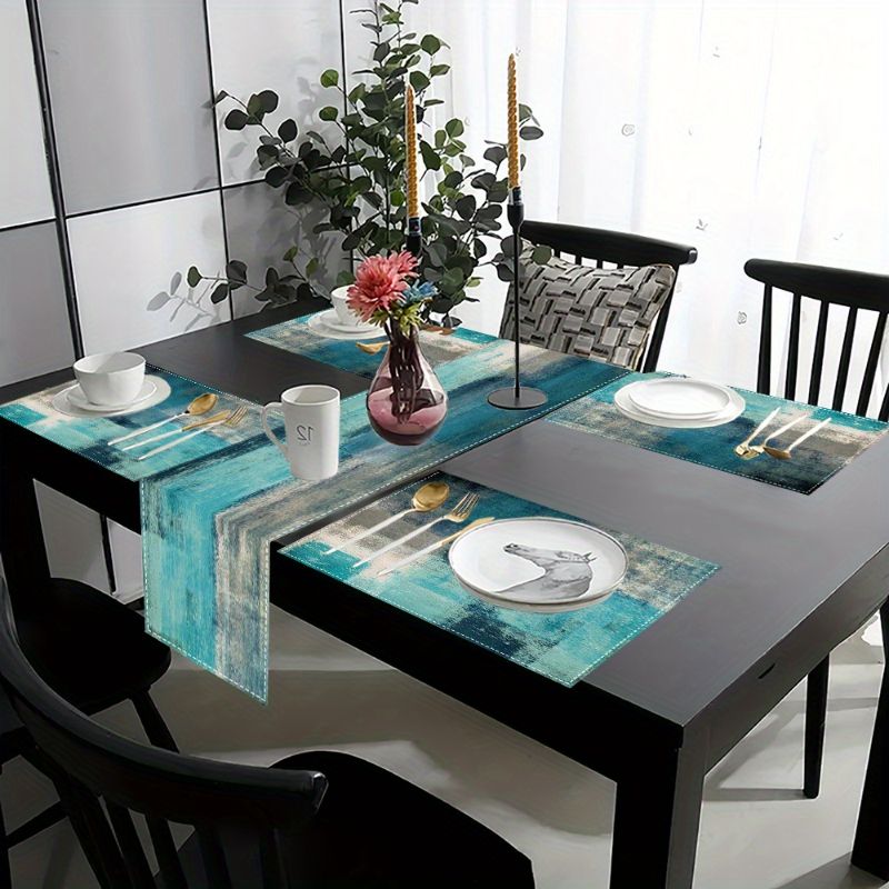 VIKAMA Morandi Abstract Ink Ta - Linen Table Runner ulasan dan harga